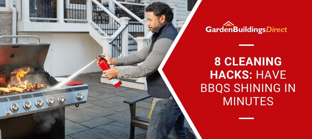 8 Cleaning Hacks for BBQs with man extinguishing BBQ