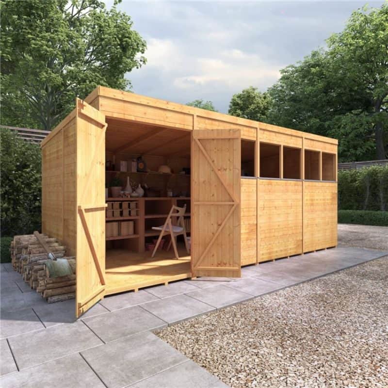 BillyOh Expert Tongue and Groove Pent Workshop on patio